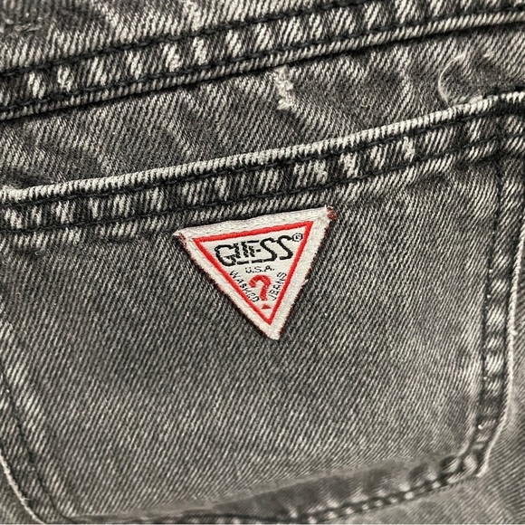 Guess by Georges Marciano Vintage Black Distressed Button Fly Tapered Leg Jeans - Picture 3 of 12